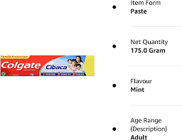 Colgate Cibaca 175gm Anti-Cavity Toothpaste