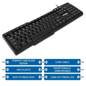 106 Keys Black Zebronics K35 USB Wired Keyboard